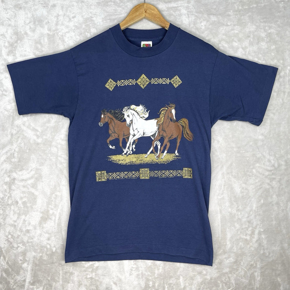 Vintage 1996 Horses Running Tami Firebaugh T-Shirt Med Single Stitch 90s Florida - Picture 1 of 13